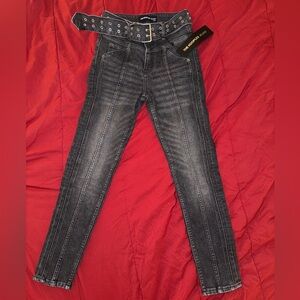 The Kooples Charcoal Skinny Jeans with Belt